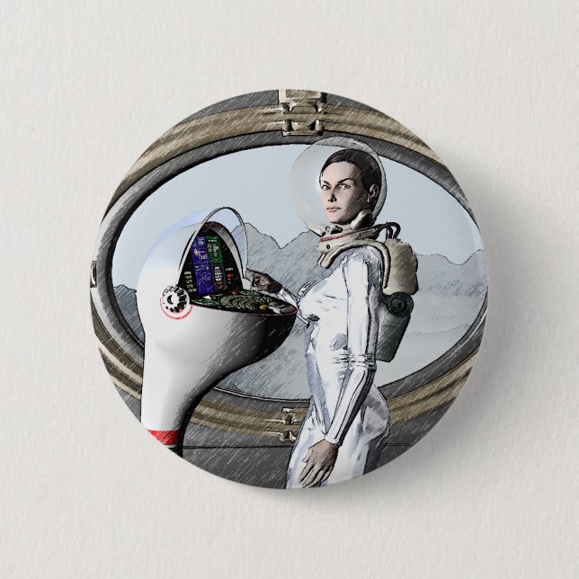 Chapa Redonda De 5 Cm vintage spacegirl (Anverso)