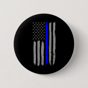 Chapa Redonda De 5 Cm Vintage Thin Blue Line: Apoyo Policial A Usa Fl