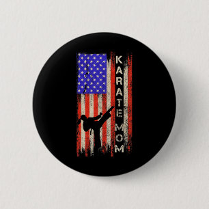 Chapa Redonda De 5 Cm Vintage Ue Bandera Americana Karate Mom Karateka S