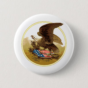 Chapa Redonda De 5 Cm Vintage US Eagle Button