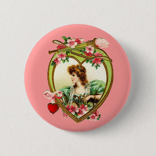 Chapa Redonda De 5 Cm Vintage Valentine Heart