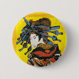 Chapa Redonda De 5 Cm Vintage Van Gogh Geisha 1887