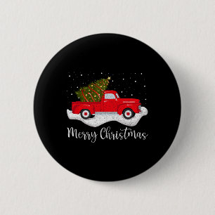 Chapa Redonda De 5 Cm Vintage Wagon Christmas Tree on Car Xmas red Truc