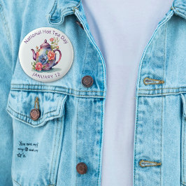 Chapa Redonda De 5 Cm Vintage Watercolor Floral Tetera Nacional Té Calie