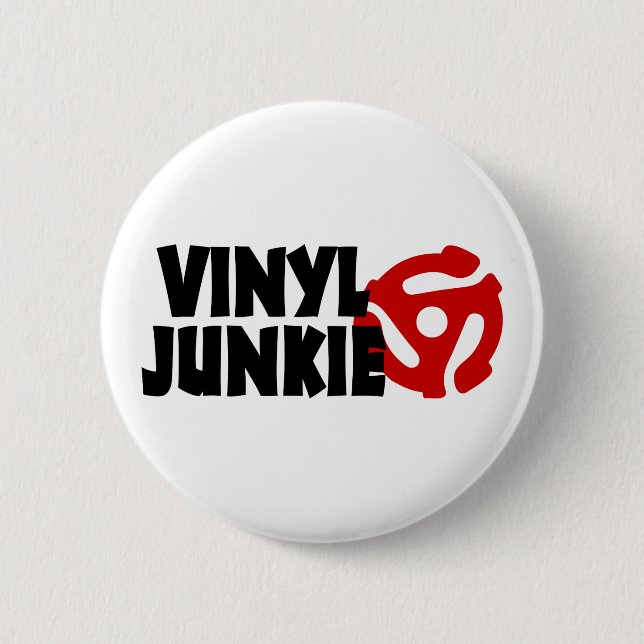 Chapa Redonda De 5 Cm Vinyl Junkie (Anverso)