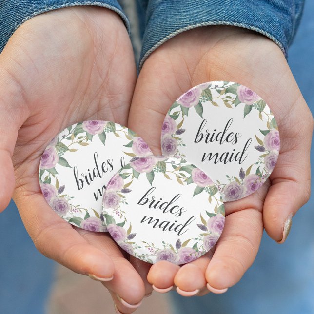 Chapa Redonda De 5 Cm Violet & Sage Bridesmaid (Subido por el creador)