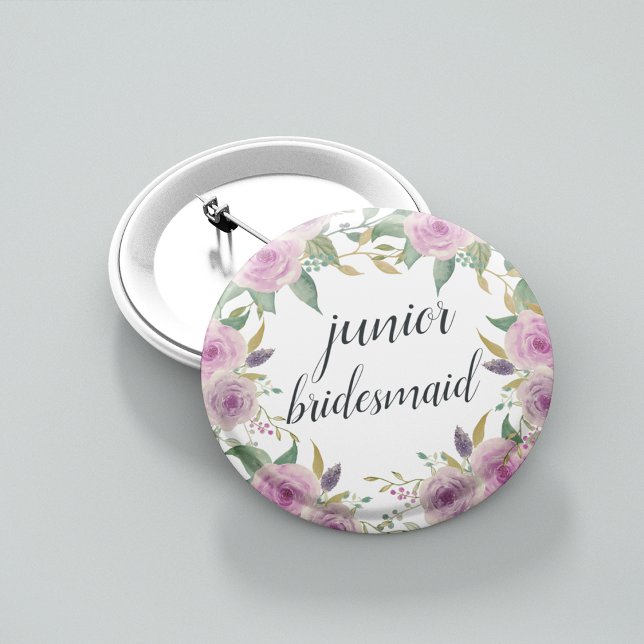 Chapa Redonda De 5 Cm Violet & Sage Junior Bridesmaid (Subido por el creador)