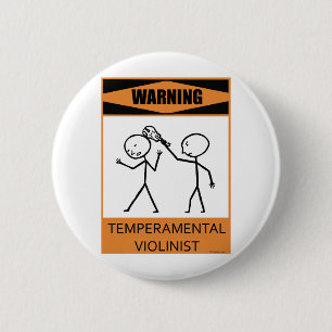 Chapa Redonda De 5 Cm Violinista temperamental amonestador