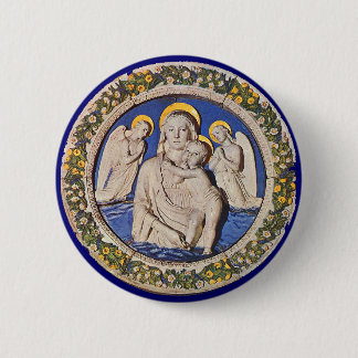 CHAPA REDONDA DE 5 CM VIRGEN CON NIÑOS Y ÁNGELES
