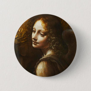Chapa Redonda De 5 Cm Virgen de Leonardo da Vinci del ángel de las rocas