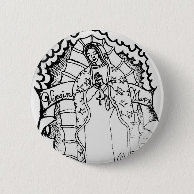 Chapa Redonda De 5 Cm Virgen María (Anverso)