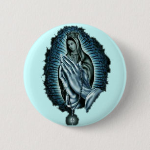 Chapa Redonda De 5 Cm Virgen María bendecido rezo púrpura