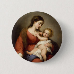 Chapa Redonda De 5 Cm Virgen y niño