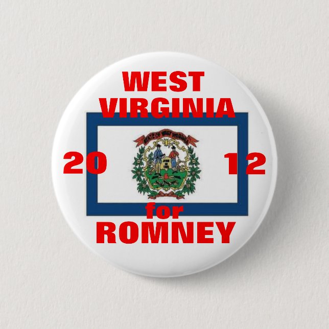 Chapa Redonda De 5 Cm Virginia Occidental para Romney 2012 (Anverso)