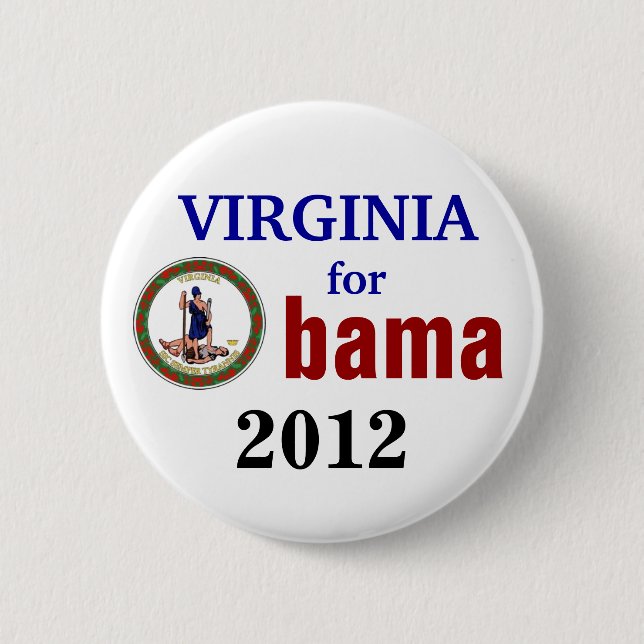 Chapa Redonda De 5 Cm Virginia para Obama 2012 (Anverso)