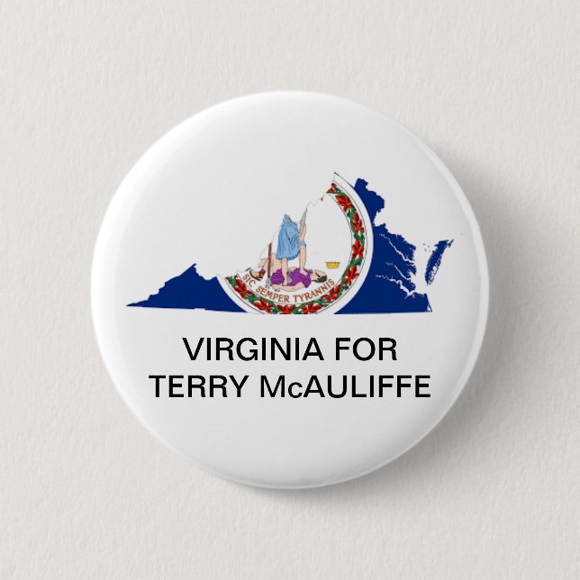Chapa Redonda De 5 Cm Virginia para TERRY McAULIFFE GOVERNOR Button (Anverso)