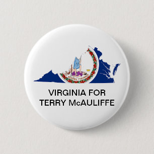 Chapa Redonda De 5 Cm Virginia para TERRY McAULIFFE GOVERNOR Button