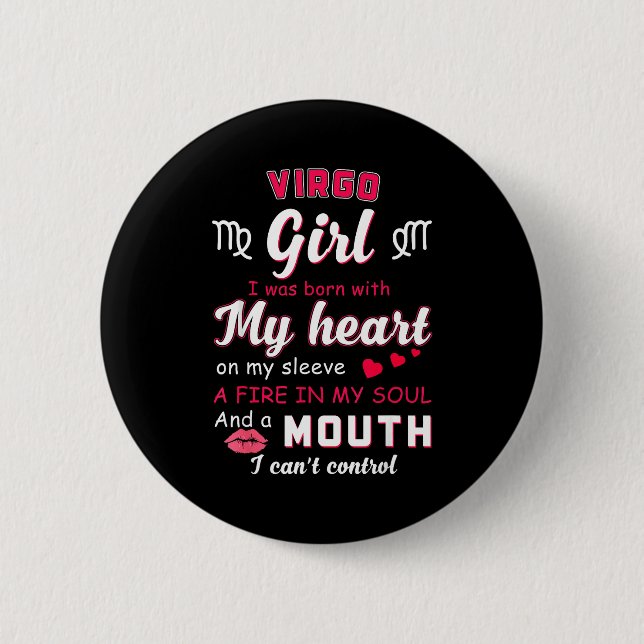 Chapa Redonda De 5 Cm Virgo Girl Funny Quote With Zodiac Sign Birthday I (Anverso)