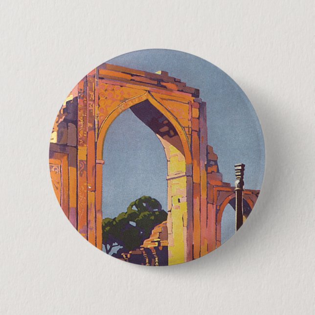 Chapa Redonda De 5 Cm Visita India ~ Delhi (Anverso)