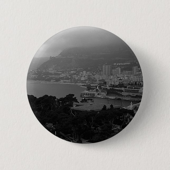 Chapa Redonda De 5 Cm Vista de la costa de Mónaco Montecarlo (Anverso)