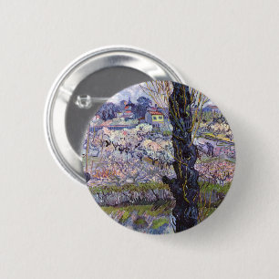 Chapa Redonda De 5 Cm Vista de Van Gogh de Arles Huertos en Flor Impresi