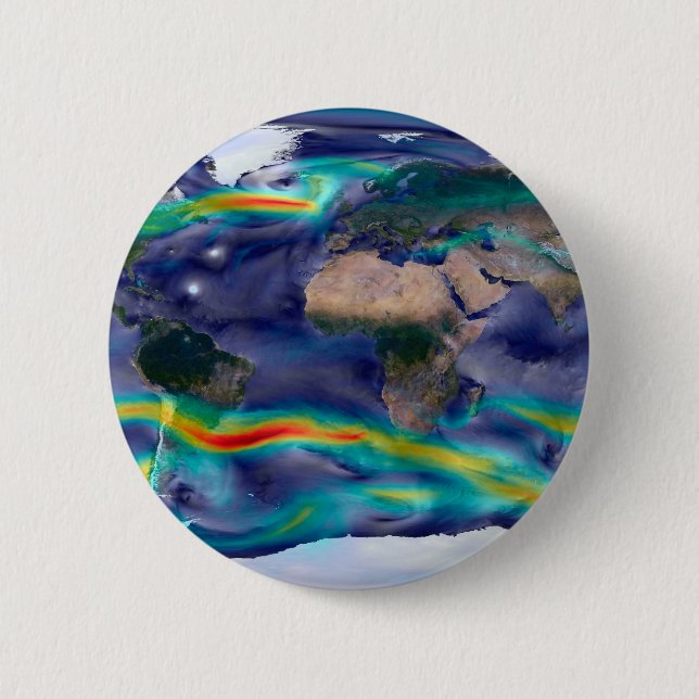Chapa Redonda De 5 Cm Visualización De Vientos Globales. (Anverso)