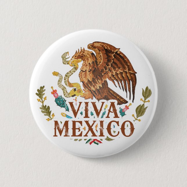 Chapa Redonda De 5 Cm Viva México (Anverso)