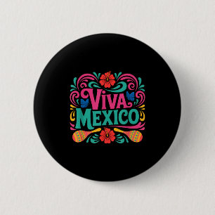 Chapa Redonda De 5 Cm Viva México arte popular colorido independencia me