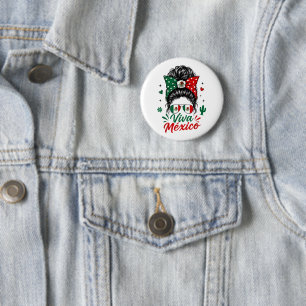 Chapa Redonda De 5 Cm Viva México Chica Bandera de México Patriótica Mex