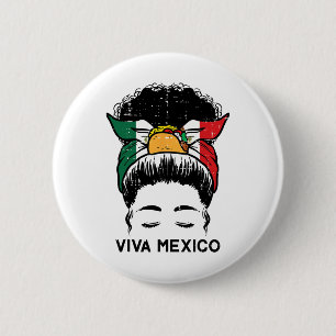 Chapa Redonda De 5 Cm Viva México Mujeres negras Cinco De Mayo Inde Mexi