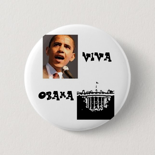 Chapa Redonda De 5 Cm Viva Obama (Anverso)