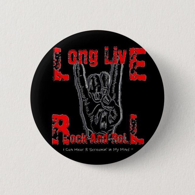 Chapa Redonda De 5 Cm Vive de largo el rock-and-roll (el negro) (Anverso)