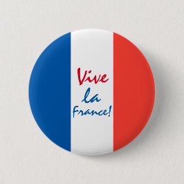 Chapa Redonda De 5 Cm Vive La France Personalizable bandera francesa