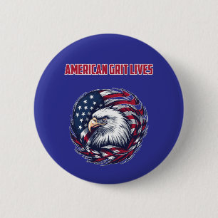 Chapa Redonda De 5 Cm Vive la Tenacidad Americana Espíritu Patriota Fort