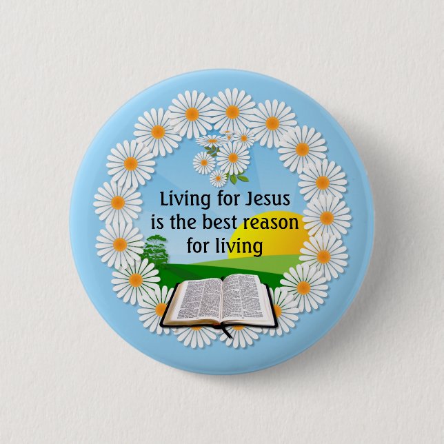 Chapa Redonda De 5 Cm Vivir para Jesús (Anverso)