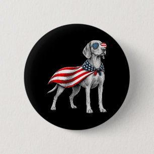 Chapa Redonda De 5 Cm Vizsla 4 De Julio Bandera De Estados Unidos Perro