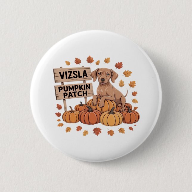 Chapa Redonda De 5 Cm Vizsla Pumpkin Parche Perros Amantes Acción de Gra (Anverso)