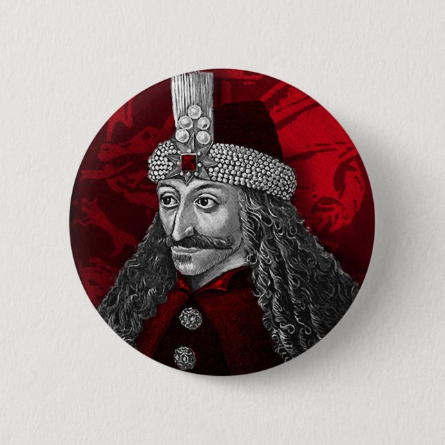 Chapa Redonda De 5 Cm Vlad Drácula gótico (Anverso)