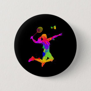 Chapa Redonda De 5 Cm Volante de bádminton, jugador de bádminton, niñas,