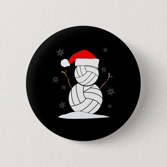 Chapa Redonda De 5 Cm Voleibol Snowman Xmas (Anverso)