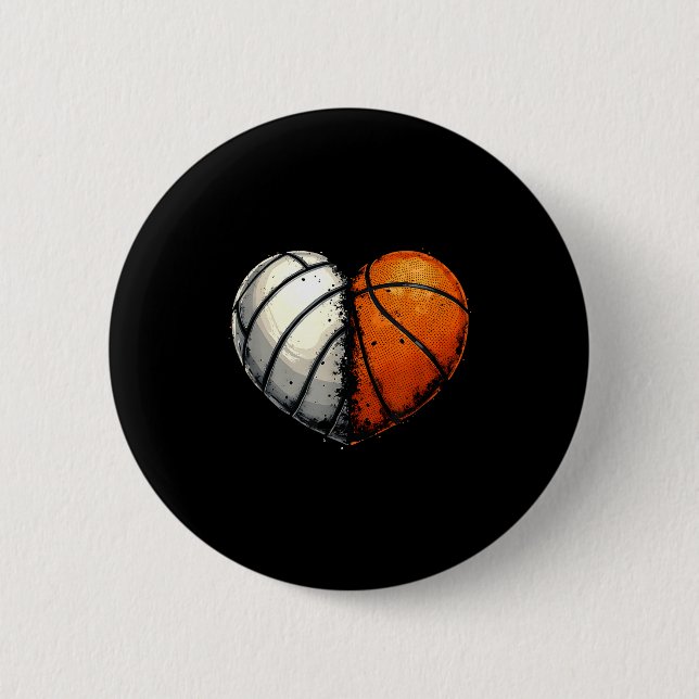 Chapa Redonda De 5 Cm Volleyball Basketball Ball Heart Srts Lover Valent (Anverso)
