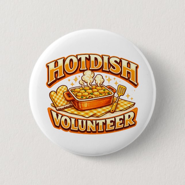 Chapa Redonda De 5 Cm Voluntario de HOTDISH (Anverso)