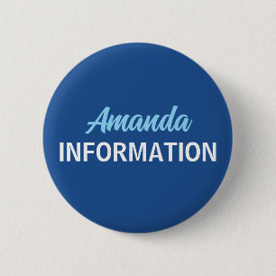 Chapa Redonda De 5 Cm Voluntario de información azul