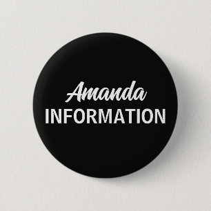 Chapa Redonda De 5 Cm Voluntario de Información Negro