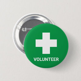 Chapa Redonda De 5 Cm Voluntario y primeros auxilios, Cruz, Ambulancia, 