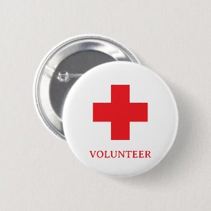Chapa Redonda De 5 Cm Voluntario y primeros auxilios, Cruz, Ambulancia, 