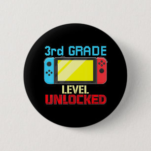 Chapa Redonda De 5 Cm Volver a la escuela Video Gamer 3er grado Desbloqu