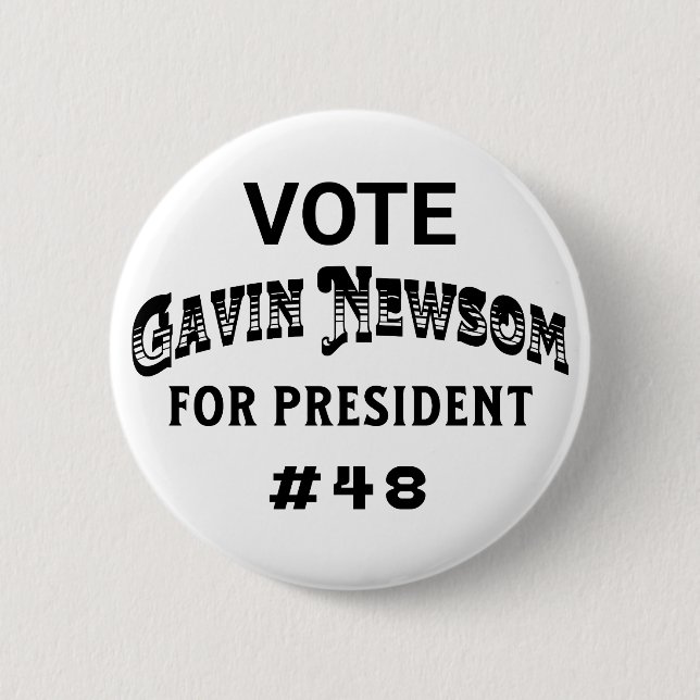 Chapa Redonda De 5 Cm Vota a Gavin Newsom por la presidencia (Anverso)