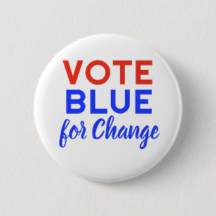 Chapa Redonda De 5 Cm Vota Azul Votación EE. UU. Cambio Democrático