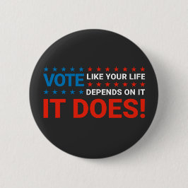 Chapa Redonda De 5 Cm Vota Como Si Tu Vida Dependiera De Eso. ¡Sí!